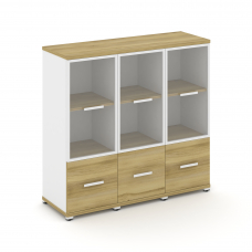 Concept Шкаф 3 узкие секции, 3 ниши CN.STU-332 RPW W Дуб Винченцо/Белый Бриллиант/Металл Белый/Прозр