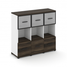 Concept Шкаф 3 узкие секции, 3 ниши CN.STU-335 RMB B Дуб Мали/Белый Бриллиант/Металл Черный/Сатин 12