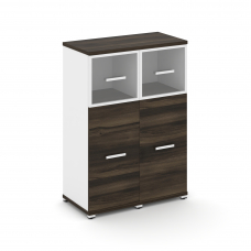 Concept Шкаф 2 узкие секции, 3 ниши CN.STU-324 RPW W Дуб Мали/Белый Бриллиант/Металл Белый/Прозрачны