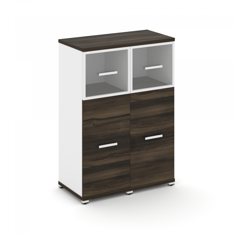 Concept Шкаф 2 узкие секции, 3 ниши CN.STU-324 RPW W Дуб Мали/Белый Бриллиант/Металл Белый/Прозрачны