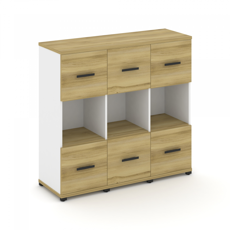 Concept Шкаф 3 узкие секции, 3 ниши CN.STU-335 B Дуб Винченцо/Белый Бриллиант/Металл Черный 1252*420