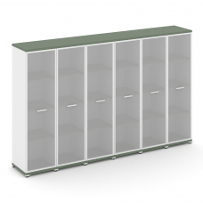 Concept Шкаф 6 узких секций, 4 ниши CN.STU-466 RMW W Кобо/Белый Бриллиант/Металл Белый/Сатин 2500*42