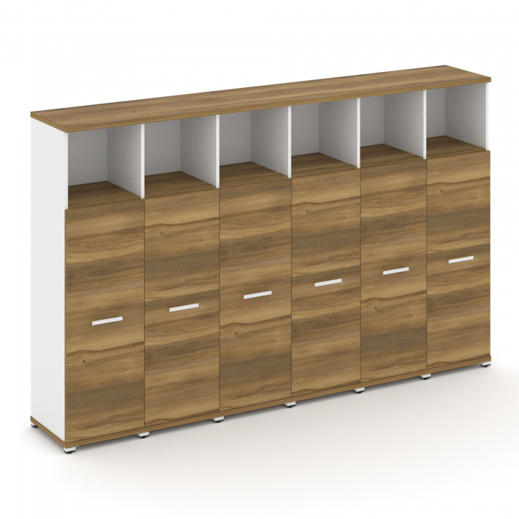 Concept Шкаф 6 узких секций, 4 ниши CN.STU-463 W Сандал Янтарный/Белый Бриллиант/Металл Белый 2500*4