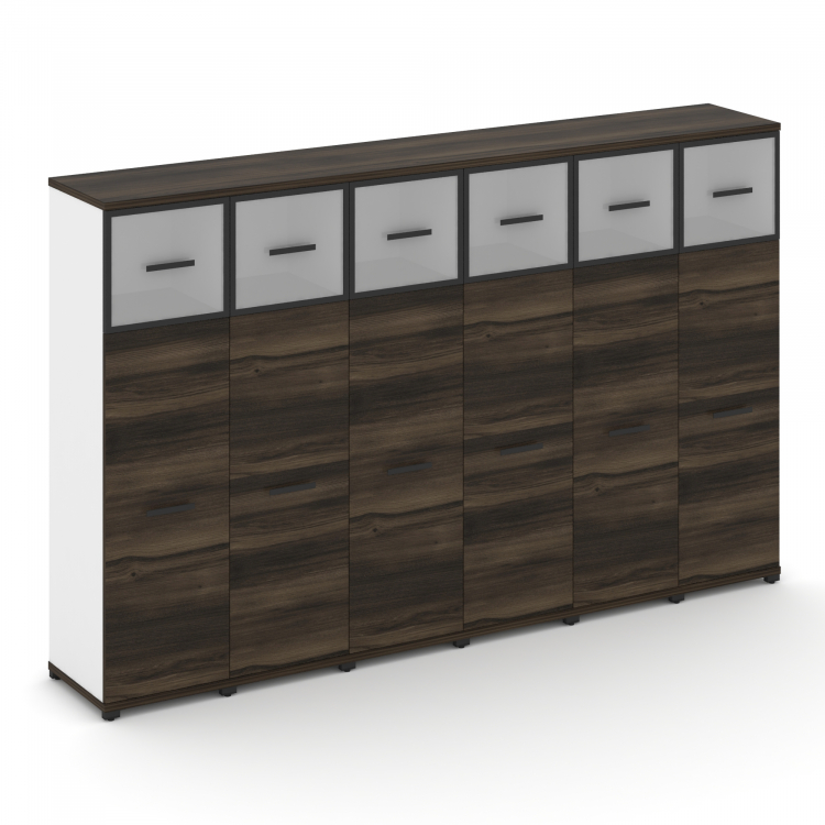 Concept Шкаф 6 узких секций, 4 ниши CN.STU-464 RMB B Дуб Мали/Белый Бриллиант/Металл Черный/Сатин 25