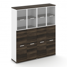 Concept Шкаф 2 широкие секции, 5 ниш CN.STS-525 RPW W Дуб Мали/Белый Бриллиант/Металл Белый/Прозрачн