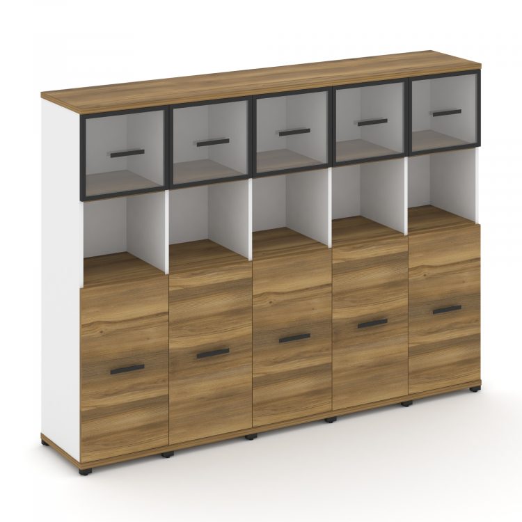 Concept Шкаф 5 узких секций, 4 ниши CN.STU-455 RPB B Сандал Янтарный/Белый Бриллиант/Металл Черный/П