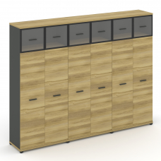 Concept Шкаф 3 широкие секции, 5 ниш CN.STS-537 RPB A Дуб Винченцо/Антрацит/Металл Антрацит/Прозрачн