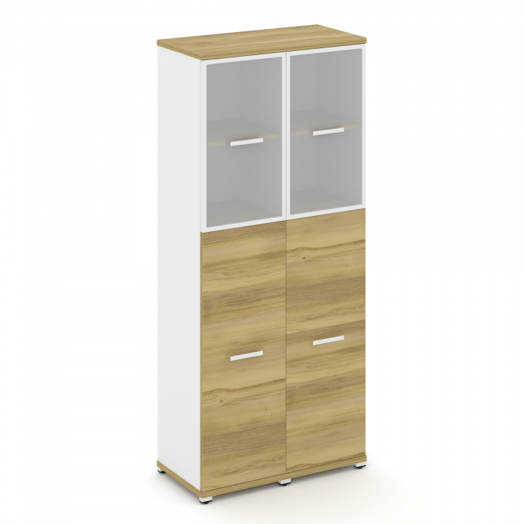 Concept Шкаф 2 узкие секции, 5 ниш CN.STU-525 RMW W Дуб Винченцо/Белый Бриллиант/Металл Белый/Сатин