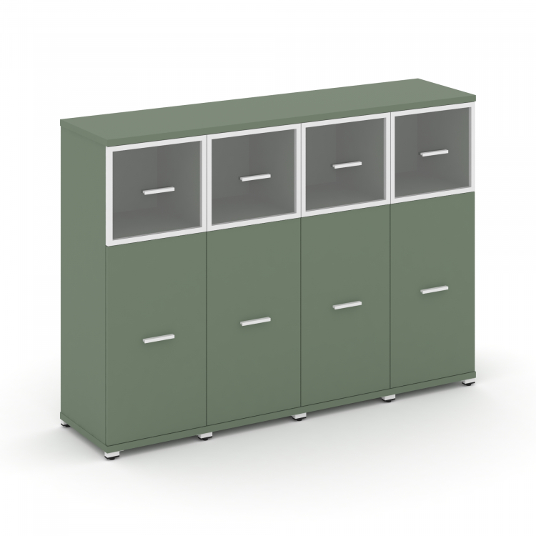 Concept Шкаф 4 узкие секции, 3 ниши CN.STU-344 RPW W Кобо/Металл Белый/Прозрачный 1668*420*1186