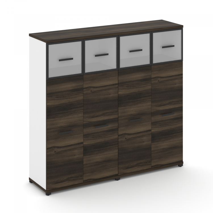 Concept Шкаф 2 широкие секции, 4 ниши CN.STS-424 RMB B Дуб Мали/Белый Бриллиант/Металл Черный/Сатин