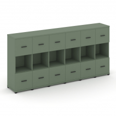 Concept Шкаф 6 узких секций, 3 ниши CN.STU-365 B Кобо/Металл Черный 2500*420*1186