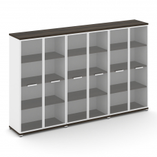 Concept Шкаф 3 широкие секции, 4 ниши CN.STS-436 RPW W Дуб Мали/Белый Бриллиант/Металл Белый/Прозрач