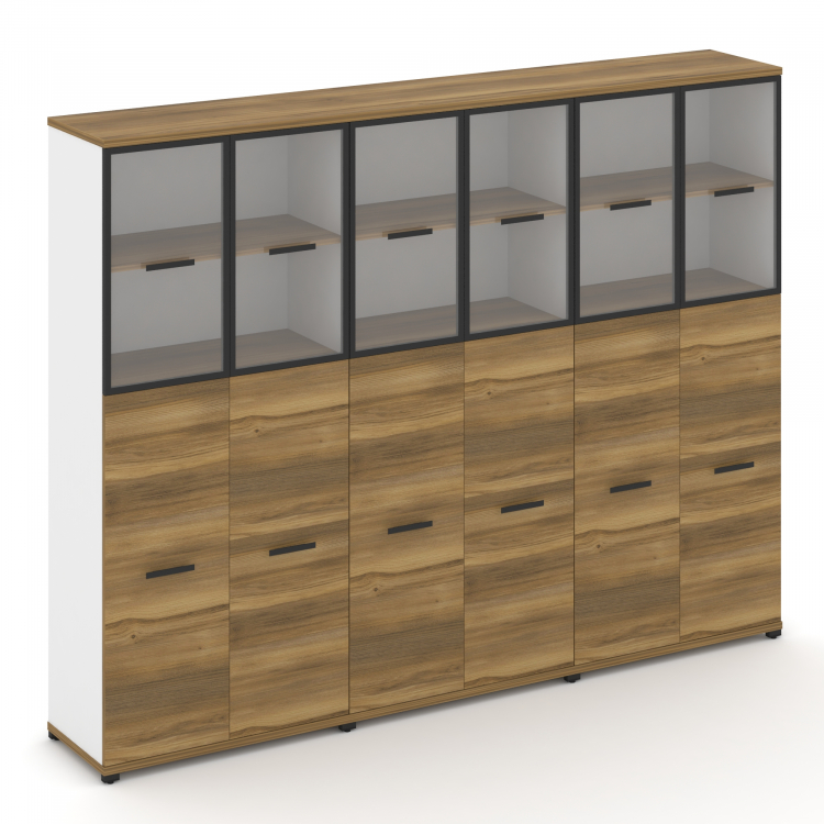 Concept Шкаф 3 широкие секции, 5 ниш CN.STS-535 RPB B Сандал Янтарный/Белый Бриллиант/Металл Черный/