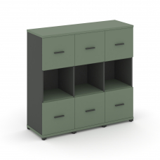 Concept Шкаф 3 узкие секции, 3 ниши CN.STU-335 A Кобо/Антрацит/Металл Антрацит 1252*420*1186