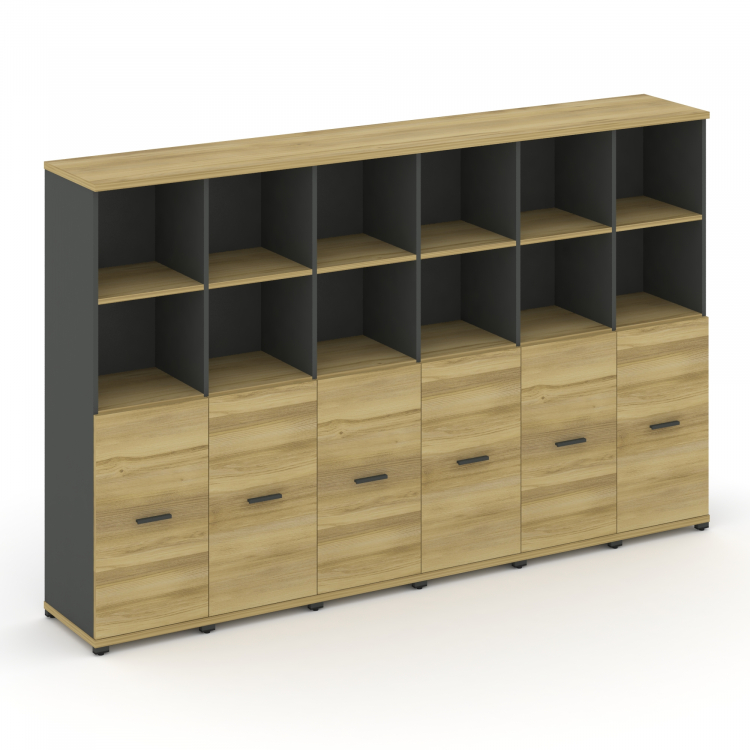 Concept Шкаф 6 узких секций, 4 ниши CN.STU-461 A Дуб Винченцо/Антрацит/Металл Антрацит 2500*420*1554