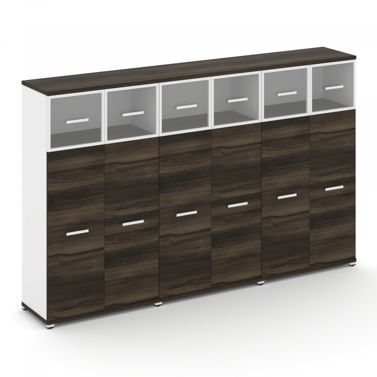 Concept Шкаф 3 широкие секции, 4 ниши CN.STS-434 RPW W Дуб Мали/Белый Бриллиант/Металл Белый/Прозрач