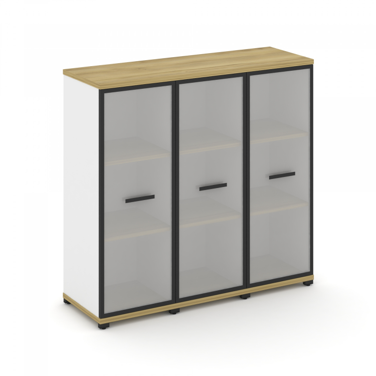 Concept Шкаф 3 узкие секции, 3 ниши CN.STU-336 RMB B Дуб Винченцо/Белый Бриллиант/Металл Черный/Сати