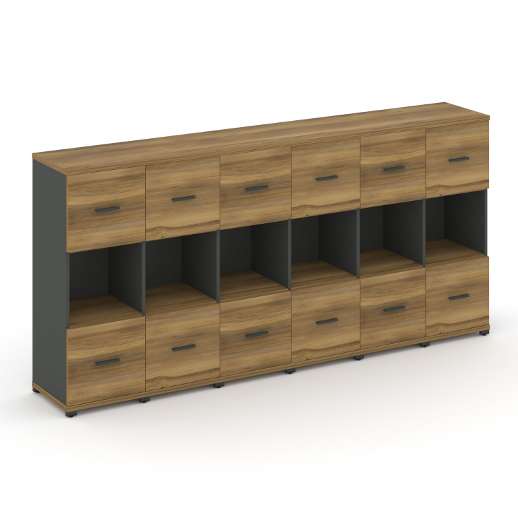 Concept Шкаф 6 узких секций, 3 ниши CN.STU-365 A Сандал Янтарный/Антрацит/Металл Антрацит 2500*420*1