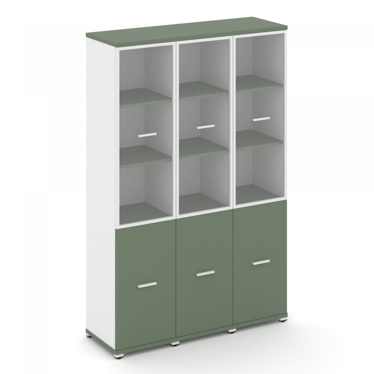 Concept Шкаф 3 узкие секции, 5 ниш CN.STU-532 RPW W Кобо/Белый Бриллиант/Металл Белый/Прозрачный 125