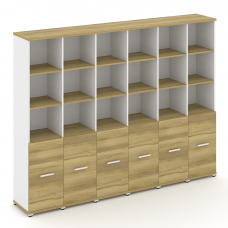 Concept Шкаф 6 узких секций, 5 ниш CN.STU-561 W Дуб Винченцо/Белый Бриллиант/Металл Белый 2500*420*1