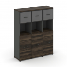 Concept Шкаф 3 узкие секции, 4 ниши CN.STU-435 RPB A Дуб Мали/Антрацит/Металл Антрацит/Прозрачный 12