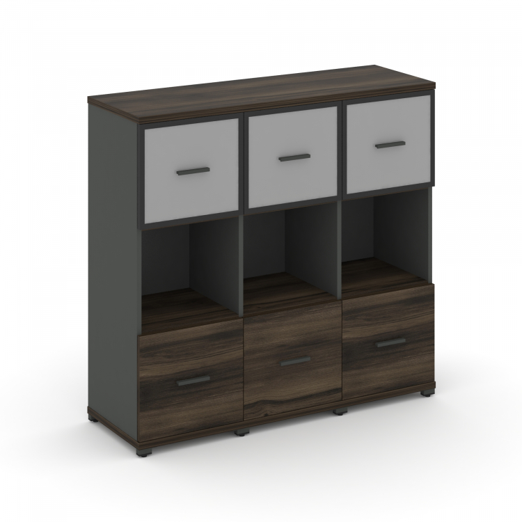 Concept Шкаф 3 узкие секции, 3 ниши CN.STU-335 RMB A Дуб Мали/Антрацит/Металл Антрацит/Сатин 1252*42