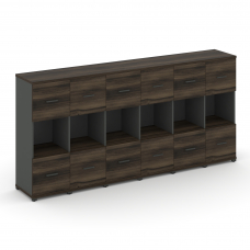 Concept Шкаф 6 узких секций, 3 ниши CN.STU-365 A Дуб Мали/Антрацит/Металл Антрацит 2500*420*1186