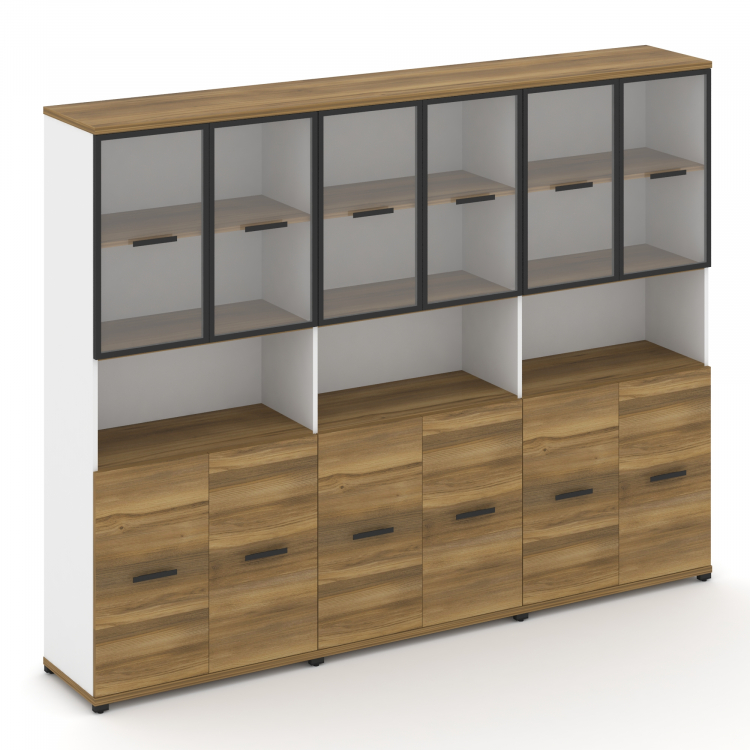 Concept Шкаф 3 широкие секции, 5 ниш CN.STS-533 RPB B Сандал Янтарный/Белый Бриллиант/Металл Черный/