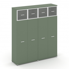 Concept Шкаф 2 широкие секции, 5 ниш CN.STS-527 RPW W Кобо/Металл Белый/Прозрачный 1668*420*1922