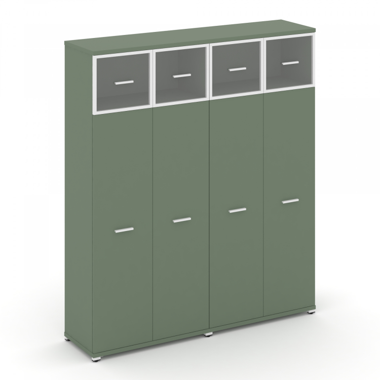 Concept Шкаф 2 широкие секции, 5 ниш CN.STS-527 RPW W Кобо/Металл Белый/Прозрачный 1668*420*1922