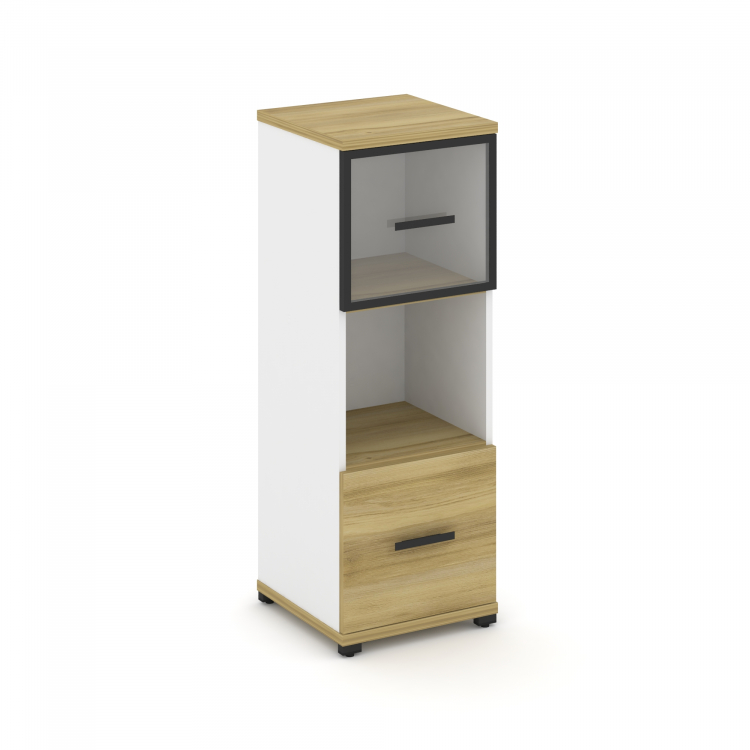 Concept Шкаф 1 узкая секция, 3 ниши CN.STU-315 RPB B Дуб Винченцо/Белый Бриллиант/Металл Черный/Проз