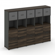 Concept Шкаф 5 узких секций, 4 ниши CN.STU-455 RPB A Дуб Мали/Антрацит/Металл Антрацит/Прозрачный 20