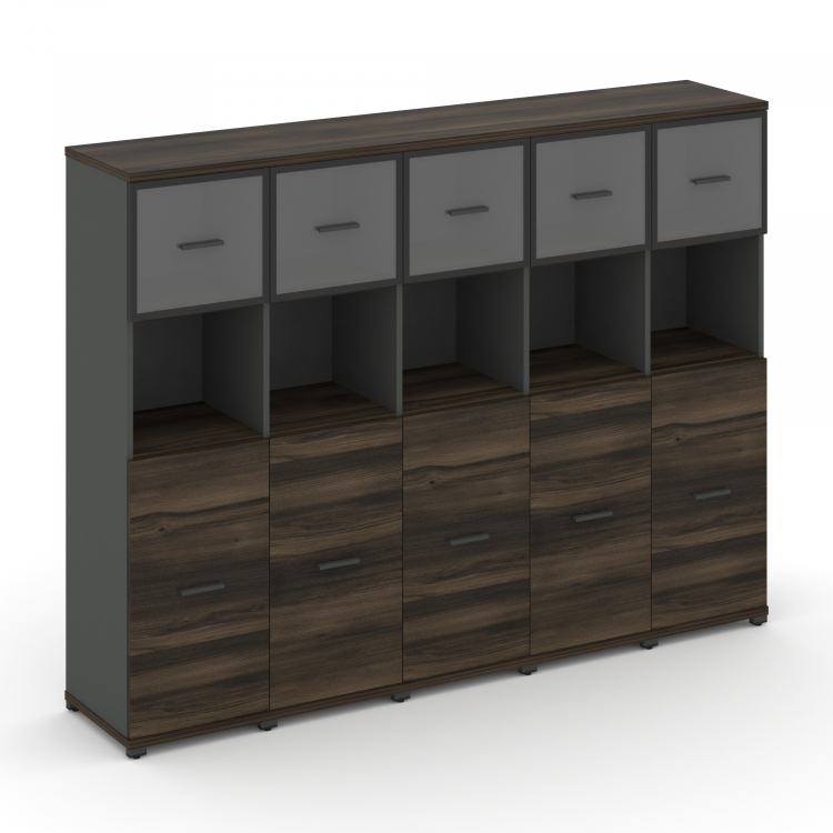 Concept Шкаф 5 узких секций, 4 ниши CN.STU-455 RPB A Дуб Мали/Антрацит/Металл Антрацит/Прозрачный 20