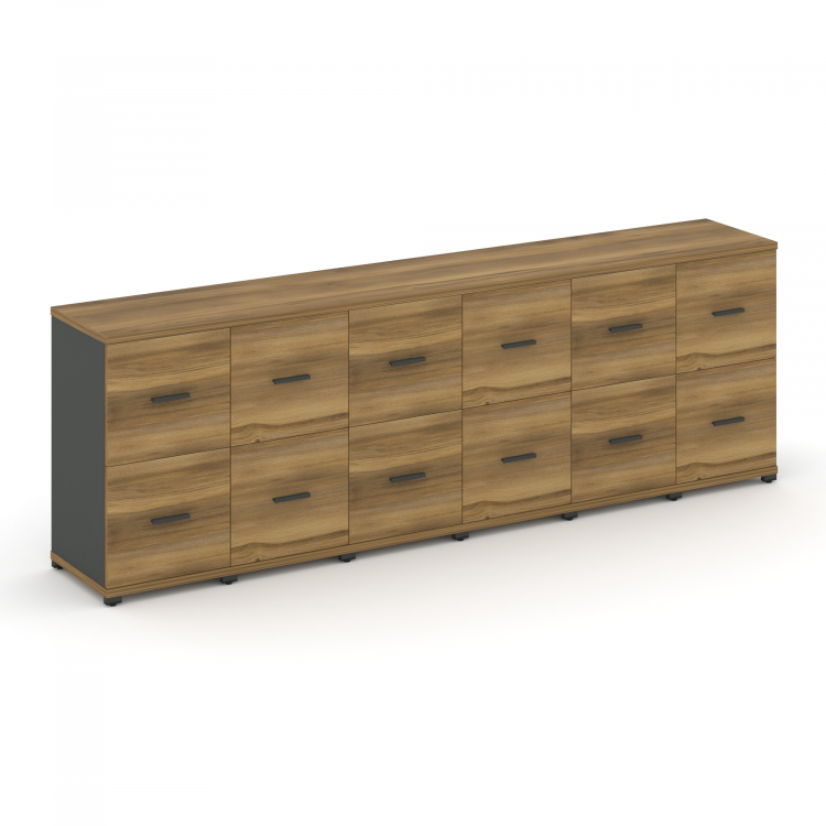 Concept Шкаф 6 узких секций, 2 ниши CN.STU-262 A Сандал Янтарный/Антрацит/Металл Антрацит 2500*420*8