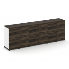 Concept Шкаф 6 узких секций, 2 ниши CN.STU-262 B Дуб Мали/Белый Бриллиант/Металл Черный 2500*420*818