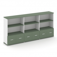 Concept Шкаф 3 широкие секции, 3 ниши CN.STS-331 W Кобо/Белый Бриллиант/Металл Белый 2500*420*1186