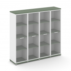 Concept Шкаф 4 узкие секции, 4 ниши CN.STU-446 RPW W Кобо/Белый Бриллиант/Металл Белый/Прозрачный 16