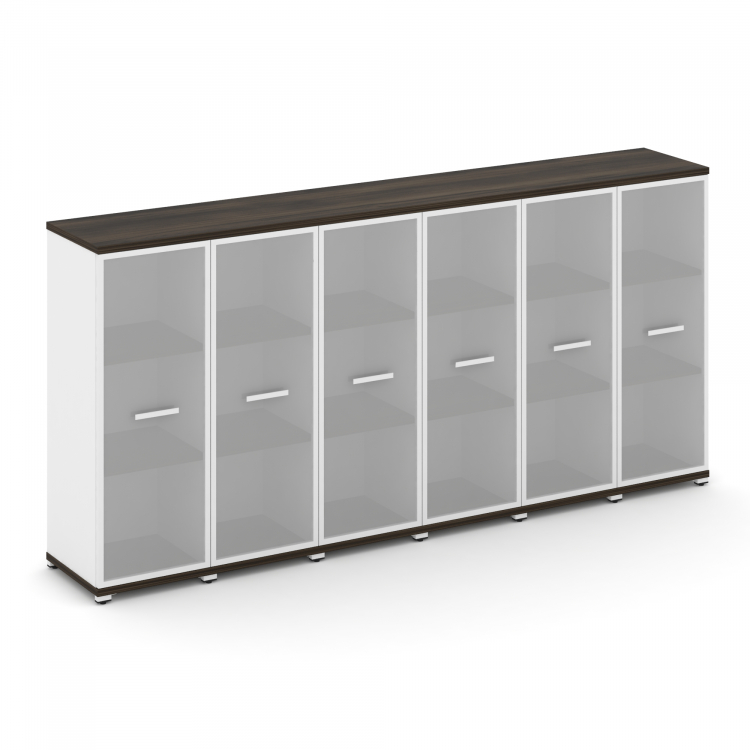 Concept Шкаф 6 узких секций, 3 ниши CN.STU-366 RMW W Дуб Мали/Белый Бриллиант/Металл Белый/Сатин 250