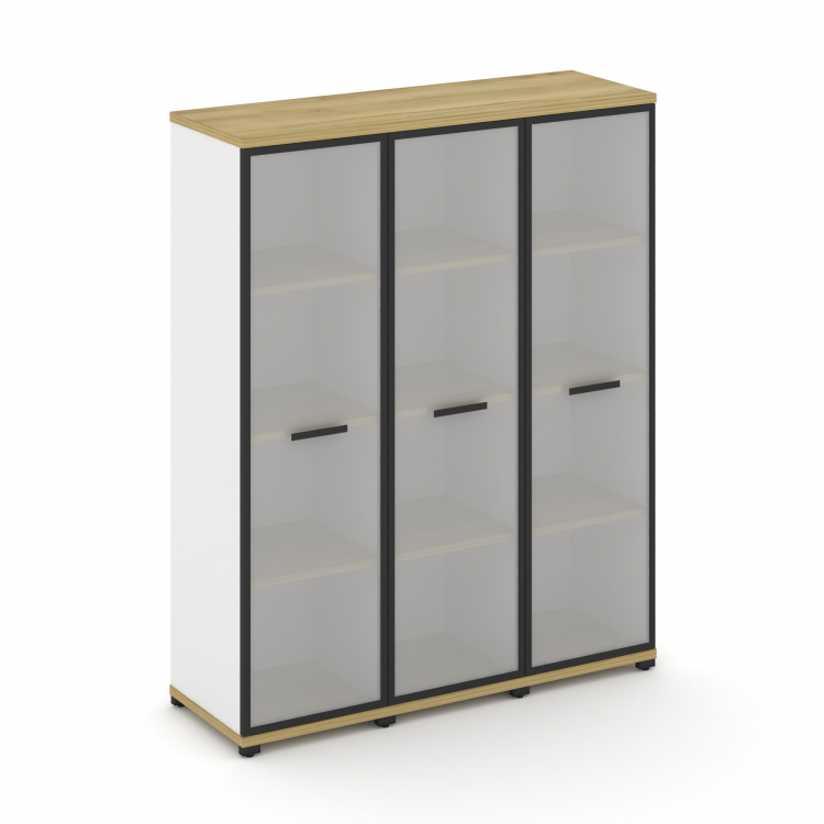 Concept Шкаф 3 узкие секции, 4 ниши CN.STU-436 RMB B Дуб Винченцо/Белый Бриллиант/Металл Черный/Сати