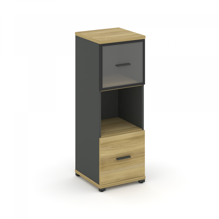 Concept Шкаф 1 узкая секция, 3 ниши CN.STU-315 RPB A Дуб Винченцо/Антрацит/Металл Антрацит/Прозрачны