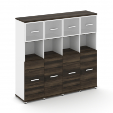 Concept Шкаф 4 узкие секции, 4 ниши CN.STU-445 RMW W Дуб Мали/Белый Бриллиант/Металл Белый/Сатин 166