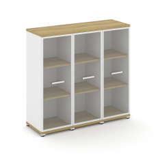 Concept Шкаф 3 узкие секции, 3 ниши CN.STU-336 RPW W Дуб Винченцо/Белый Бриллиант/Металл Белый/Прозр