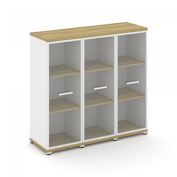 Concept Шкаф 3 узкие секции, 3 ниши CN.STU-336 RPW W Дуб Винченцо/Белый Бриллиант/Металл Белый/Прозр