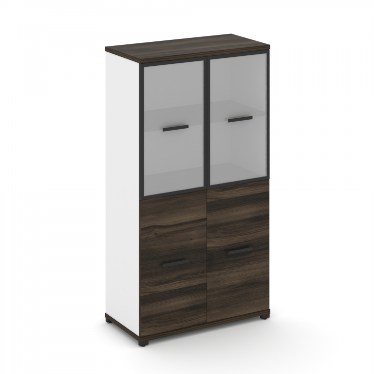 Concept Шкаф 1 широкая секция, 4 ниши CN.STS-412 RMB B Дуб Мали/Белый Бриллиант/Металл Черный/Сатин