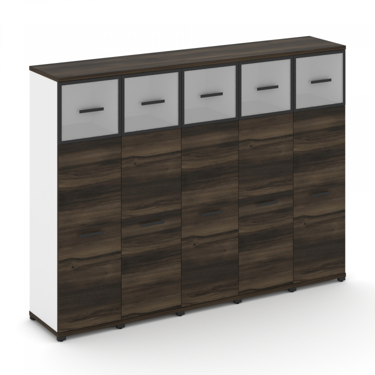 Concept Шкаф 5 узких секций, 4 ниши CN.STU-454 RMB B Дуб Мали/Белый Бриллиант/Металл Черный/Сатин 20