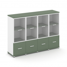 Concept Шкаф 4 узкие секции, 3 ниши CN.STU-342 RPW W Кобо/Белый Бриллиант/Металл Белый/Прозрачный 16