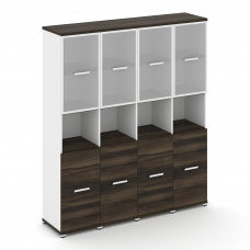 Concept Шкаф 4 узкие секции, 5 ниш CN.STU-543 RMW W Дуб Мали/Белый Бриллиант/Металл Белый/Сатин 1668