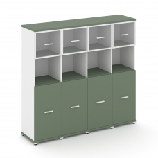 Concept Шкаф 4 узкие секции, 4 ниши CN.STU-445 RPW W Кобо/Белый Бриллиант/Металл Белый/Прозрачный 16