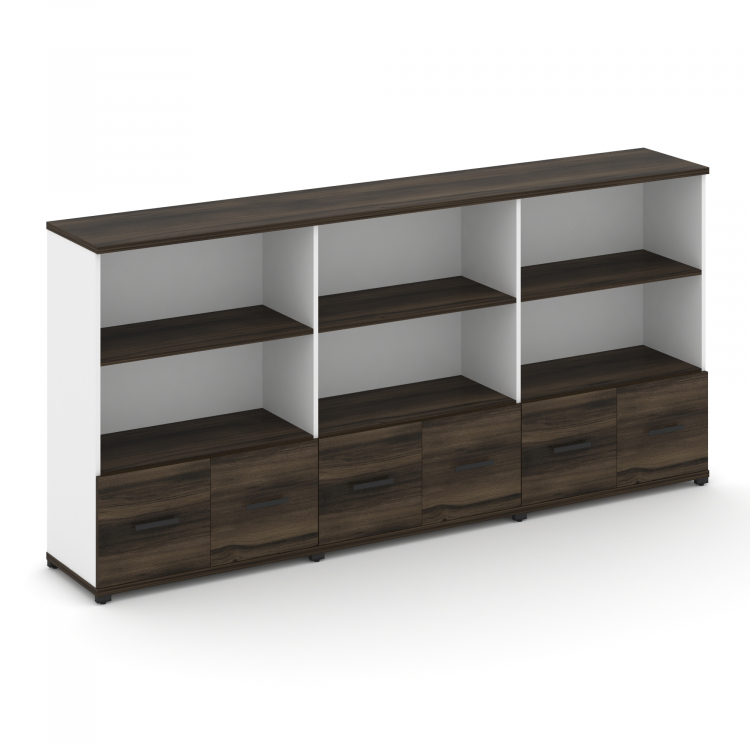 Concept Шкаф 3 широкие секции, 3 ниши CN.STS-331 B Дуб Мали/Белый Бриллиант/Металл Черный 2500*420*1