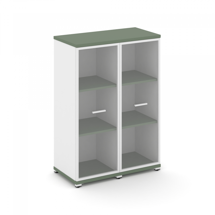 Concept Шкаф 2 узкие секции, 3 ниши CN.STU-326 RPW W Кобо/Белый Бриллиант/Металл Белый/Прозрачный 83